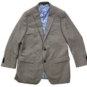 Indochino Blazer Bespoke Sport Jacket Mens Sz 40R Wool Brown Micro Houndstooth
